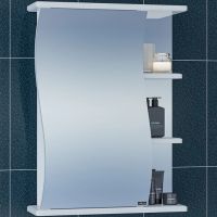 Товар: Зеркальный шкаф СанТа Волна 55 L Белый арт-101009 - фото 2 Зеркальный шкаф СанТа Волна 55 L Белый арт-101009 — фото 2, Зеркальные шкафы в ванную