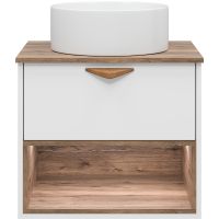 Тумба под раковину Brevita Bergen 60 подвесная Белая матовая Дуб Галифакс олово арт-BER-07060-19-01-1Я — фото 2, Тумбы под раковину