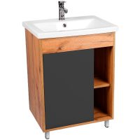 Тумба под раковину VIANT Бостон 50 Графит матовый Дуб Вотан арт-VBOS50COG-T1ST — фото 5, Тумбы под раковину