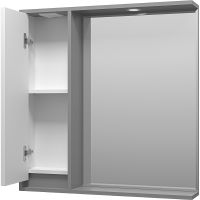 Зеркало со шкафом Brevita Balaton 80 L с подсветкой Белое матовое Серое матовое арт-BAL-04080-01-01Л — фото 4, Зеркальные шкафы в ванную