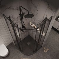 Душевой уголок Grossman Classic 100х100 профиль Черный матовый стекло прозрачное арт-301.K33.04.1010.21.00 — фото 6, Душевые уголки четверть круга