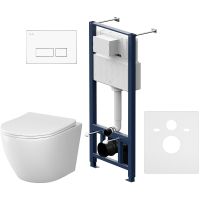 Комплект унитаза с инсталляцией AM.PM Like с сиденьем Микролифт и Белой глянцевой клавишей смыва арт-IS47001.801900 — фото 1, Комплекты унитаз + инсталляция