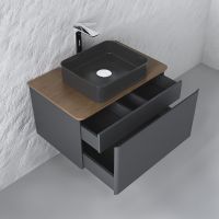 Тумба под раковину Raval Morelle 80 подвесная Антрацит Трюфель арт-Mrl.01.80/P/A-T/RL — фото 2, Тумбы под раковину