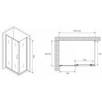 Душевой уголок Abber Schwarzer Diamant 130x70 профиль Хром стекло прозрачное арт-AG301305-S705 — фото 4, Прямоугольные душевые уголки