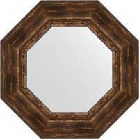 Зеркало Evoform Octagon 63х63 в багетной раме - Состаренное дерево с орнаментом 120 мм арт-BY 3862 — фото 1, Зеркала в ванную комнату