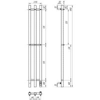Электрический полотенцесушитель Point Гермес П3 120x1200 диммер справа Графит блеск арт-PN13822GB — фото 5, Электрические полотенцесушители
