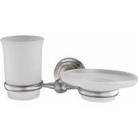 Стакан для зубных щеток с мыльницей WasserKRAFT Ammer Хром матовый арт-K-7026 — фото 1, Стаканы для зубных щеток