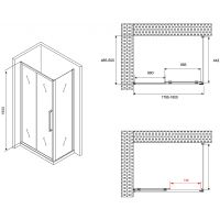 Душевой уголок Abber Schwarzer Diamant 180x50 профиль Черный стекло прозрачное арт-AG30180BH-S50B — фото 5, Прямоугольные душевые уголки