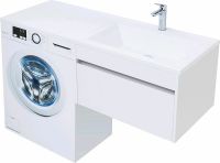 Тумба с раковиной Aquanet Токио 130 R подвесная Белая арт-239218 — фото 10, Тумбы с раковиной