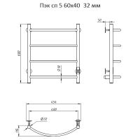 Электрический полотенцесушитель Тругор ПЭК 5 СП 60x40 Хром арт-Пэксп5/604032 — фото 3, Электрические полотенцесушители