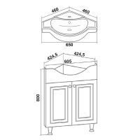 Тумба под раковину Runo Классик 65 угловая Белая арт-УТ000004162 — фото 6, Тумбы под раковину