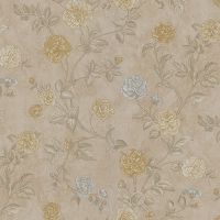 Обои Zambaiti Parati Satin Flowers IV Винил на флизелине (0,53*10,05) Коричневый/Бежевый/Серый, Цветы арт-Z66803 — фото 1, Обои для стен