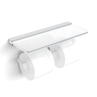 Держатель туалетной бумаги Langberger двойной с полкой Матовый хром арт-32042B — фото 1, Держатели туалетной бумаги