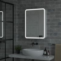 Зеркальный шкаф Reflection Circle 600х800 L с подсветкой Белый матовый арт-RF2109SR — фото 10, Зеркальные шкафы в ванную