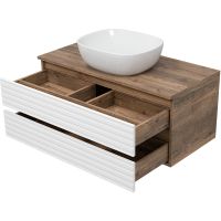 Тумба под раковину Brevita Dakota 100 подвесная Белая матовая Дуб Галифакс олово арт-DAK-09100-19/01-2Я — фото 3, Тумбы под раковину