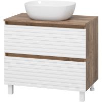 Тумба под раковину Brevita Dakota 80 Белая матовая Дуб Галифакс олово арт-DAK-07080-19/01-2Я — фото 1, Тумбы под раковину