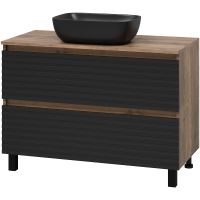 Тумба под раковину Brevita Dakota 100 Черный кварц Дуб Галифакс олово арт-DAK-07100-19/02-2Я — фото 1, Тумбы под раковину