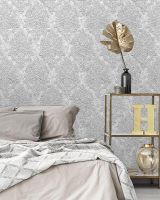 Обои Solo Marigold Винил на флизелине (1,06*10) Серый/Серебряный, Дамаск арт-E602306 — фото 3, Обои для стен