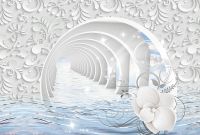 Фреска Ortograf 3D 33124 Фактура бархат FX Флизелин (4*2,7) Белый/Голубой, Абстракция арт-33124 (бархат FX) — фото 2, Фрески