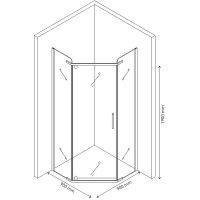 Душевой уголок Berges Solo Т 90х90 профиль Хром сильвер стекло прозрачное арт-061105 — фото 3, Душевые уголки трапеция