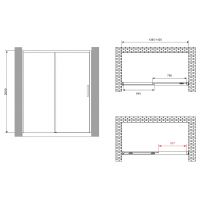 Душевая дверь Abber Komfort 140 профиль Хром стекло прозрачное арт-AG93140 — фото 3, Раздвижные душевые двери