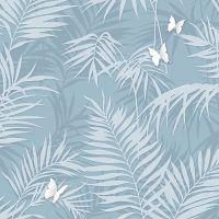 Обои Andrea Rossi Stromboli Винил на флизелине (1,06*10) Синий, Листья/Бабочки арт-54348-7 — фото 1, Обои для стен