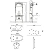 Комплект унитаза с инсталляцией Agger с сиденьем Микролифт и Черной матовой клавишей смыва арт-ATI07150+APB144 — фото 11, Комплекты унитаз + инсталляция