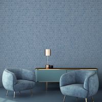 Обои Andrea Rossi Arlequin Винил на флизелине (1,06*10,05) Синий, Геометрия арт-54302-4 — фото 2, Обои для стен