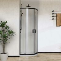 Душевой уголок Vincea City 90x90 профиль Черный матовый стекло прозрачное арт-VSQ-5CT900CLB — фото 3, Душевые уголки четверть круга