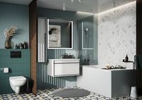 Шкаф пенал Roca Aneto 23 L подвесной Белый глянец Черный матовый арт-857431806 — фото 6, Пеналы для ванной комнаты