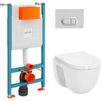 Комплект унитаза с инсталляцией Vitra S40 L-box с сиденьем Микролифт и клавишей смыва Хром глянцевый арт-9005B003-7211 — фото 1, Комплекты унитаз + инсталляция