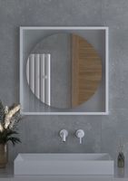 Зеркало Defesto Eclipce 70х70 с подсветкой 15W-4500К/в багетной раме/Без выключателя/Нейтральный белый свет/Белая рама арт-DF 2227 — фото 3, Зеркала в ванную комнату