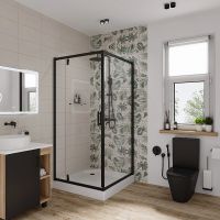 Душевой уголок Niagara Nova NG-6802-08 BLACK 100х100 профиль Черный стекло прозрачное арт-68020811BLACK — фото 1, Квадратные душевые уголки