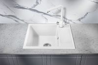 Кухонная мойка Milacio Navarra 60 Cuarzo / из искусственного камня / белая / с правым крылом арт-MC.77072 — фото 2, Кухонные мойки