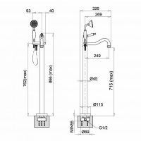 Смеситель для ванны Migliore Oxford Бронза арт-19557 — фото 2, Смесители напольные