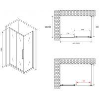 Душевой уголок Abber Schwarzer Diamant 160x60 профиль Черный стекло прозрачное арт-AG30160BH-S60B — фото 5, Прямоугольные душевые уголки