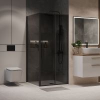 Душевой уголок Niagara Nova 100х80 профиль Черный матовый стекло тонированное арт-NG-85-10TB-TB80-34 — фото 1, Прямоугольные душевые уголки