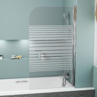 Шторка на ванну Grossman 80 Хром стекло с узором арт-GR-100P — фото 1, Шторки для ванной распашные