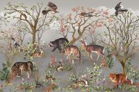 Фреска Ortograf Miracle 33850 Фактура флок FLK Флизелин (4,5*3) Серый/Разноцветный, Деревья/Животные/Птицы арт-33850 (флок FLK) — фото 2, Фрески