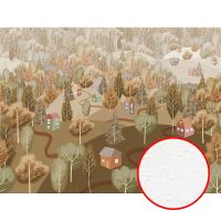 Фреска детская Ortograf Детские 8327 Фактура бархат FX Флизелин (3,6*2,7) Зеленый/Коричневый, Деревья/Домики арт-8327 (бархат FX) — фото 1, Фрески