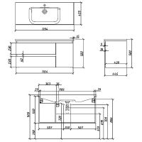 Тумба под раковину Caprigo Forte 120 подвесная Серая матовая арт-36117R-SF028 — фото 5, Тумбы под раковину