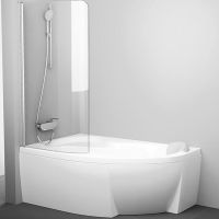 Шторка на ванну Ravak Chrome CVSK1 Rosa 160/170 L профиль Сатин стекло Transparent арт-7QLS0U00Y1 — фото 2, Шторки для ванной распашные