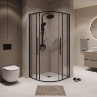 Душевой уголок Niagara Nova 100х100 профиль Черный матовый стекло прозрачное арт-NG-6827-34BLACK — фото 2, Душевые уголки четверть круга