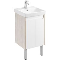 Тумба под раковину Aquaton Сканди Doors 45 Белый глянец Дуб верона арт-1A278701SDB20 — фото 1, Тумбы под раковину