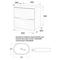 Тумба с раковиной Orange Line 60 подвесная Черная матовая арт-Li-60TubMDF+B05-480W — фото 8, Тумбы с раковиной