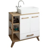 Тумба под раковину Sanflor Ингрид 80 Белая Швейцарский вяз арт-С000005876 — фото 1, Тумбы под раковину