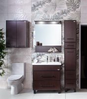 Шкаф пенал Бриклаер Чили 35 с бельевой корзиной Венге арт-4627125415081 — фото 3, Пеналы для ванной комнаты