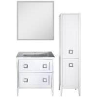 Комплект мебели для ванной ASB-Woodline Рома 80Н Белый арт-10855+27654+12221 — фото 11, Комплекты мебели для ванной