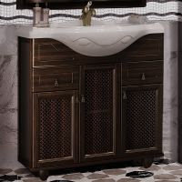 Тумба под раковину Opadiris Тибет 85 с решеткой Орех антикварный арт-00-00002851 — фото 1, Тумбы под раковину