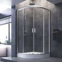 Душевой уголок AM.PM Gem Профиль матовый хром, стекло прозрачное арт-W90G-401-100WT — фото 2, Душевые уголки четверть круга